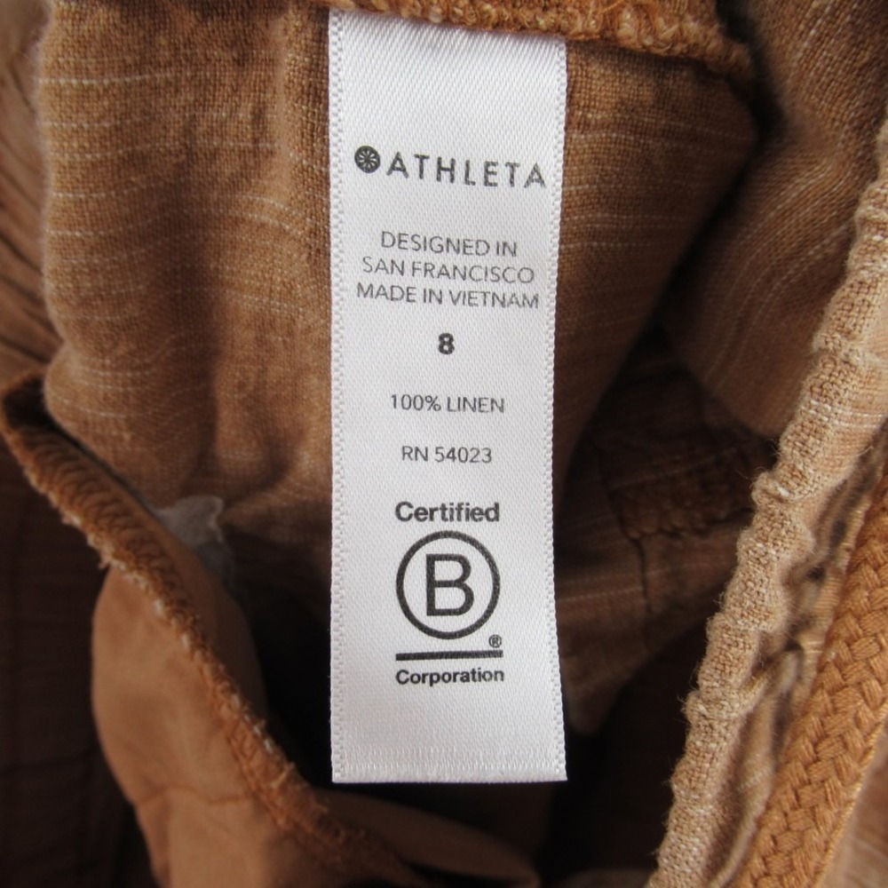Athleta Cabo Linen Textured 4" Shorts Brown Tan Size 8 RN 54023 - Picture 6 of 8
